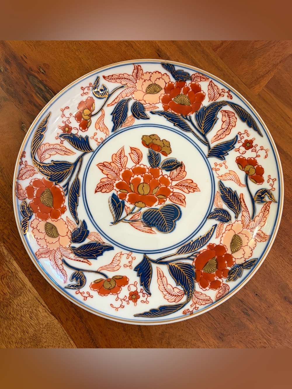 Vintage Gold Imari Hand Painted Japanese Porcelain Plate Arita Bussan Peony Gilt